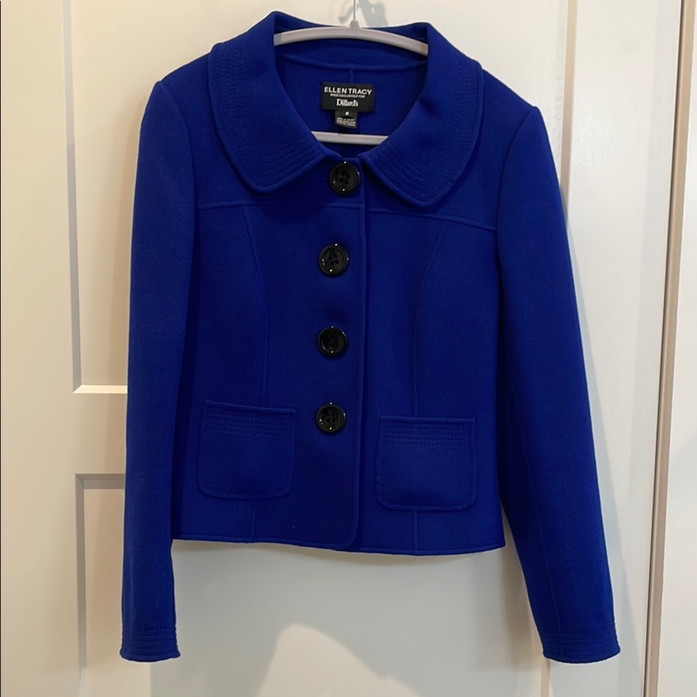 Ellen Tracy Women's Lightweight Wool Blue Jacket - 6